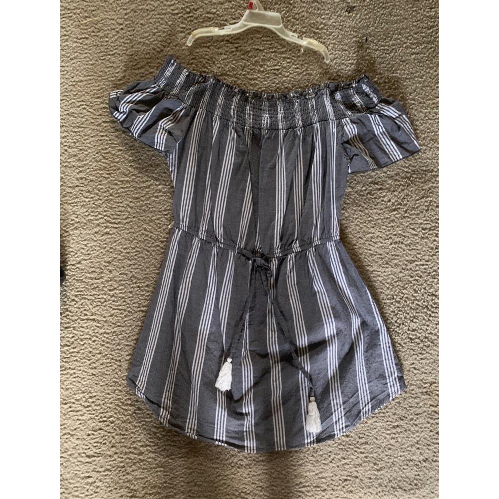 Striped Off The Shoulder Mini Dress